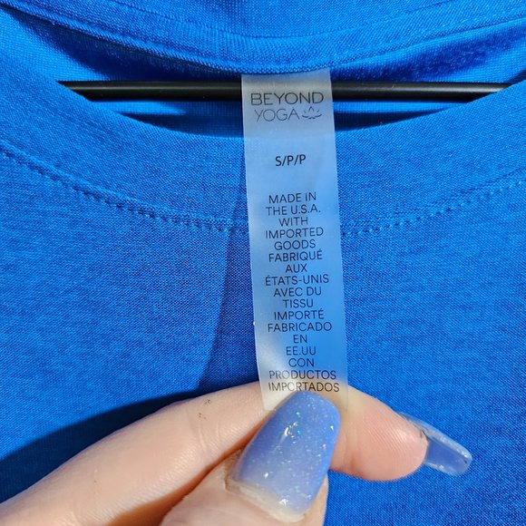 🏷️NWT Beyond Yoga On the Down Low T-Shirt In Azure Blue Heather - Size Small - Picture 5 of 10